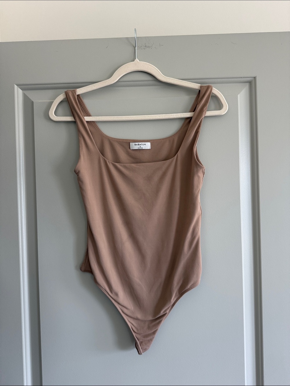 Babaton Mauve-Tan Square Neck Bodysuit